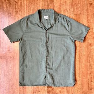 Rhythm Linen Revere Collar Button Up. Atlantic Green.